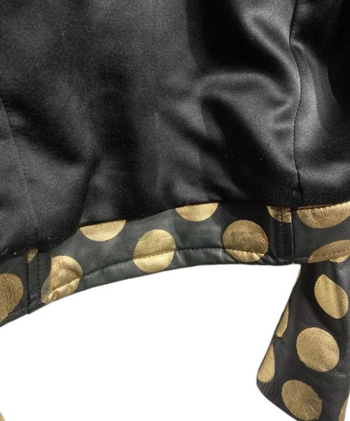 BOUTIQUE MOSCHINO（ブティック モスキーノ）BOUTIQUE MOSCHINO (ブティック モスキーノ) ドットライダースジャケット/Polka Dot Rider Jacket ブラック×ゴールド サイズ:40の古着・服飾アイテム