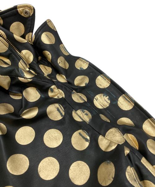 BOUTIQUE MOSCHINO（ブティック モスキーノ）BOUTIQUE MOSCHINO (ブティック モスキーノ) ドットライダースジャケット/Polka Dot Rider Jacket ブラック×ゴールド サイズ:40の古着・服飾アイテム