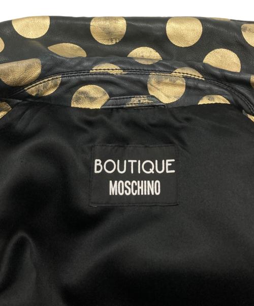 BOUTIQUE MOSCHINO（ブティック モスキーノ）BOUTIQUE MOSCHINO (ブティック モスキーノ) ドットライダースジャケット/Polka Dot Rider Jacket ブラック×ゴールド サイズ:40の古着・服飾アイテム