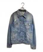 DOLCE & GABBANAドルチェ＆ガッバーナ）の古着「クラッシュ加工デニムジャケット/CRUSHED DENIM JACKET」｜インディゴ