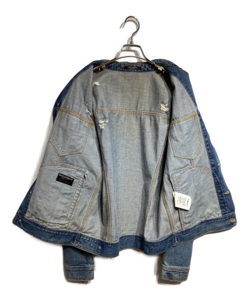 DOLCE & GABBANA（ドルチェ＆ガッバーナ）DOLCE & GABBANA (ドルチェ＆ガッバーナ) クラッシュ加工デニムジャケット/CRUSHED DENIM JACKET インディゴ サイズ:50の古着・服飾アイテム