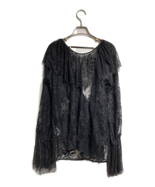Ameri VINTAGE（アメリヴィンテージ）Ameri VINTAGE (アメリヴィンテージ) 2WAY LACE RAFFLE BLOUSE/レースラッフルブラウス ブラック サイズ:Fの古着・服飾アイテム