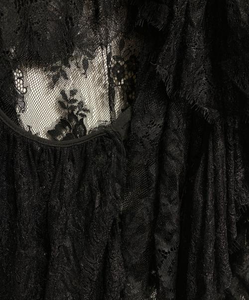 Ameri VINTAGE（アメリヴィンテージ）Ameri VINTAGE (アメリヴィンテージ) 2WAY LACE RAFFLE BLOUSE/レースラッフルブラウス ブラック サイズ:Fの古着・服飾アイテム