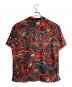 CALEE (キャリー) CAMO PATTERN OPEN COLLAR SH/カモフラージュ柄オープンカラーシャツ ブラック×レッド サイズ:L：9000円
