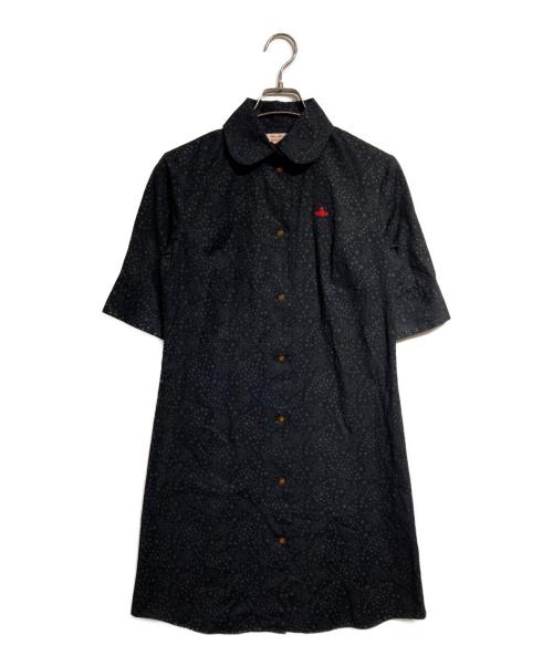 Vivienne Westwood RED LABEL（ヴィヴィアンウエストウッドレッドレーベル）Vivienne Westwood RED LABEL (ヴィヴィアンウエストウッドレッドレーベル) オーブ刺繍ドットシャツワンピース ブラック サイズ:1の古着・服飾アイテム