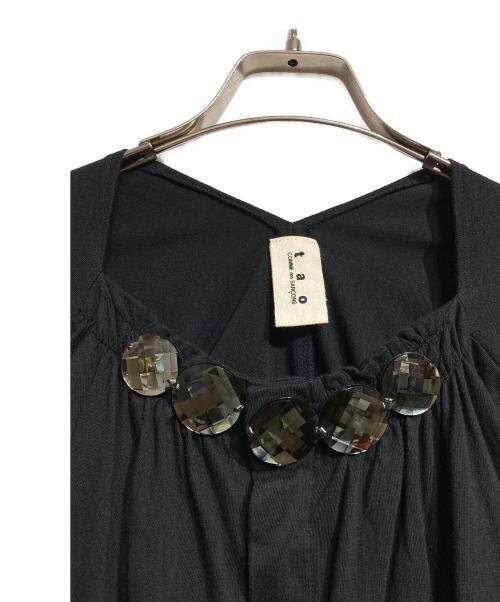 TAO COMME des GARCONS（タオ コムデギャルソン）TAO COMME des GARCONS (タオ コムデギャルソン) ドルマンスリーブビジューカットソー/(Dolman sleeveBejeweledT-shirt  ブラック サイズ:Freeの古着・服飾アイテム