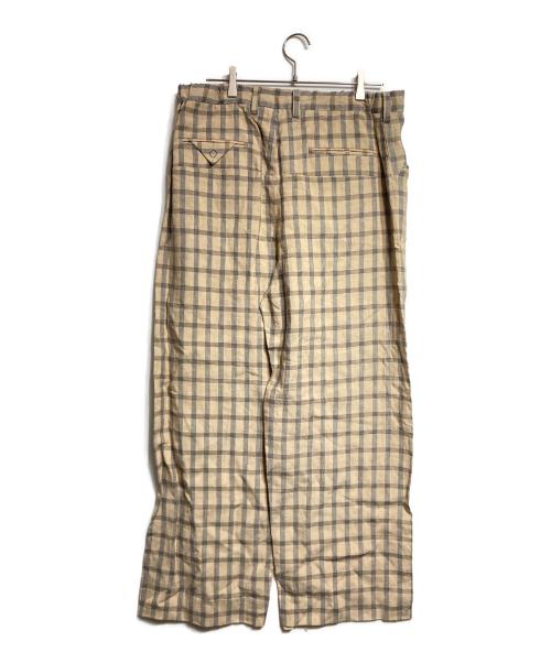 SUNSEA（サンシー）SUNSEA (サンシー) GENTLE BREEZE CHECK WIDE PANTS/ジェントルブリーズ チェック ワイドパンツ ベージュ サイズ:3の古着・服飾アイテム