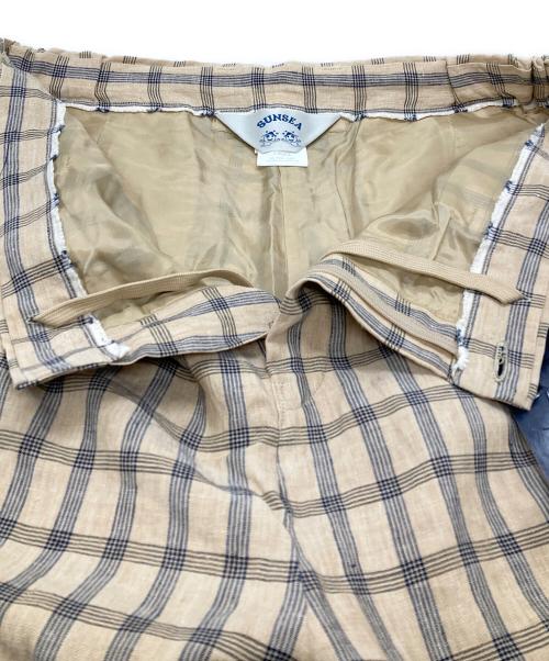 SUNSEA（サンシー）SUNSEA (サンシー) GENTLE BREEZE CHECK WIDE PANTS/ジェントルブリーズ チェック ワイドパンツ ベージュ サイズ:3の古着・服飾アイテム