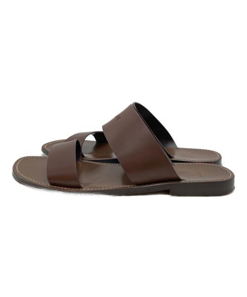 CELINE（セリーヌ）CELINE (セリーヌ) レザースライドサンダル/Leather slide sandals ブラウン サイズ:43の古着・服飾アイテム