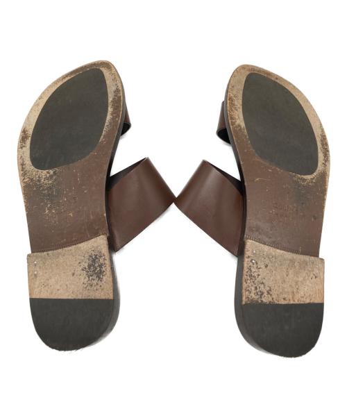 CELINE（セリーヌ）CELINE (セリーヌ) レザースライドサンダル/Leather slide sandals ブラウン サイズ:43の古着・服飾アイテム