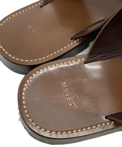 CELINE（セリーヌ）CELINE (セリーヌ) レザースライドサンダル/Leather slide sandals ブラウン サイズ:43の古着・服飾アイテム