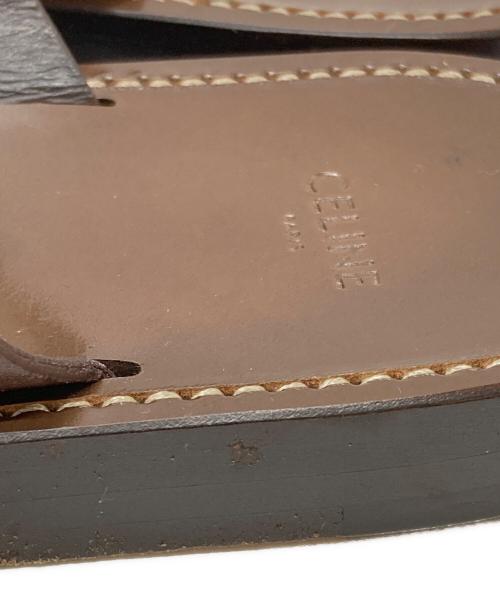 CELINE（セリーヌ）CELINE (セリーヌ) レザースライドサンダル/Leather slide sandals ブラウン サイズ:43の古着・服飾アイテム