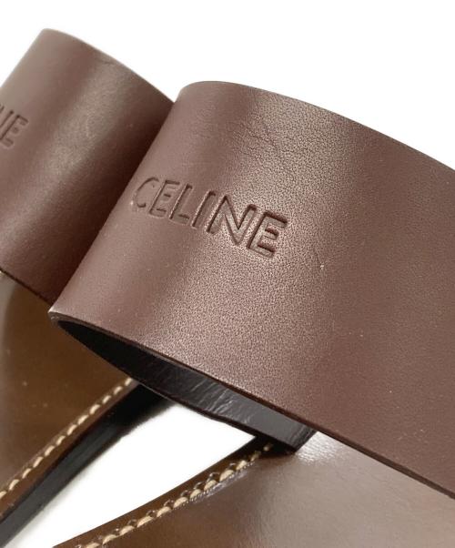 CELINE（セリーヌ）CELINE (セリーヌ) レザースライドサンダル/Leather slide sandals ブラウン サイズ:43の古着・服飾アイテム