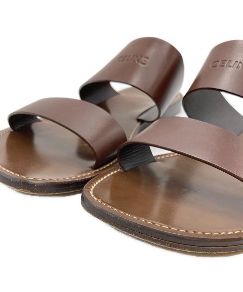 CELINE（セリーヌ）CELINE (セリーヌ) レザースライドサンダル/Leather slide sandals ブラウン サイズ:43の古着・服飾アイテム