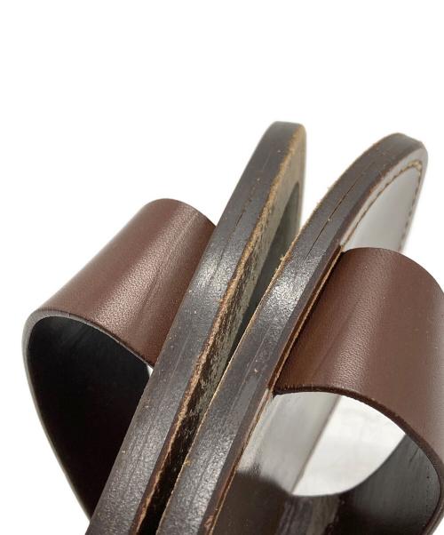 CELINE（セリーヌ）CELINE (セリーヌ) レザースライドサンダル/Leather slide sandals ブラウン サイズ:43の古着・服飾アイテム