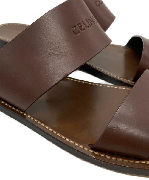 CELINE（セリーヌ）CELINE (セリーヌ) レザースライドサンダル/Leather slide sandals ブラウン サイズ:43の古着・服飾アイテム