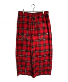 KIDILL（キディル）の古着「マドラスチェックレーヨンジップパンツ/Madras check rayon zip pants」｜レッド