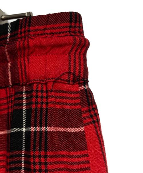 KIDILL（キディル）KIDILL (キディル) マドラスチェックレーヨンジップパンツ/Madras check rayon zip pants レッド サイズ:44の古着・服飾アイテム