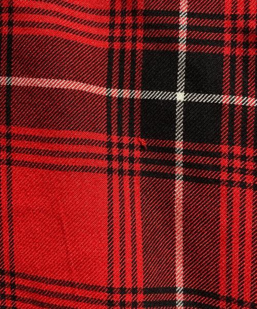 KIDILL（キディル）KIDILL (キディル) マドラスチェックレーヨンジップパンツ/Madras check rayon zip pants レッド サイズ:44の古着・服飾アイテム