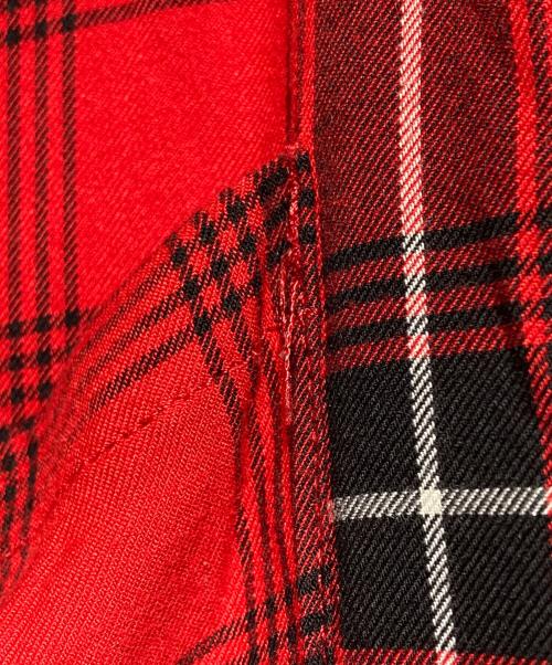 KIDILL（キディル）KIDILL (キディル) マドラスチェックレーヨンジップパンツ/Madras check rayon zip pants レッド サイズ:44の古着・服飾アイテム