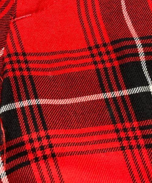 KIDILL（キディル）KIDILL (キディル) マドラスチェックレーヨンジップパンツ/Madras check rayon zip pants レッド サイズ:44の古着・服飾アイテム