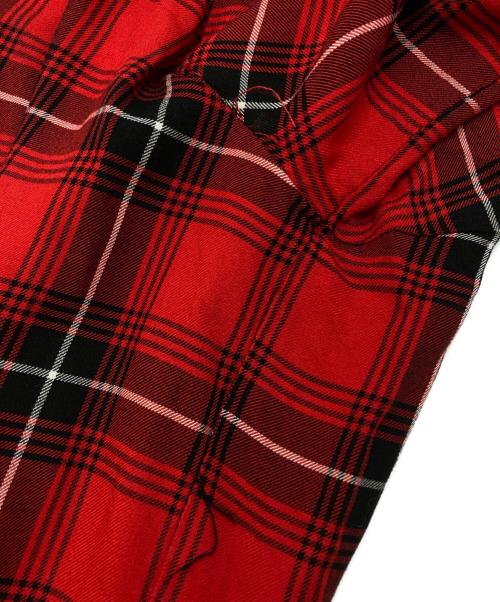 KIDILL（キディル）KIDILL (キディル) マドラスチェックレーヨンジップパンツ/Madras check rayon zip pants レッド サイズ:44の古着・服飾アイテム