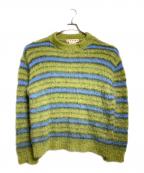 MARNIマルニ）の古着「ブラッシュドモヘアストライプニットセーター/Brushed Mohair Stripe Knit Sweater」｜グリーン