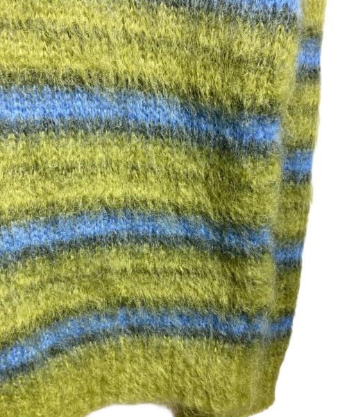 MARNI（マルニ）MARNI (マルニ) ブラッシュドモヘアストライプニットセーター/Brushed Mohair Stripe Knit Sweater グリーン サイズ:48の古着・服飾アイテム