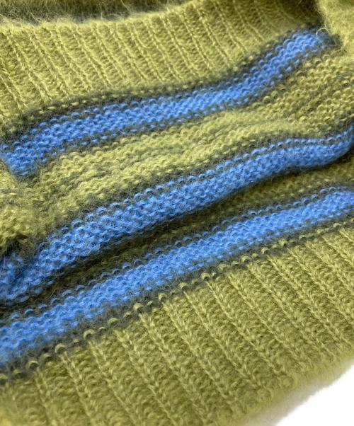 MARNI（マルニ）MARNI (マルニ) ブラッシュドモヘアストライプニットセーター/Brushed Mohair Stripe Knit Sweater グリーン サイズ:48の古着・服飾アイテム