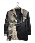 Yohji Yamamoto pour hommeヨウジヤマモト プールオム）の古着「22SS LINEN NEWSPAPER CAMBRICK PRINT JACKET/リネン製新聞柄カンブリックプリントジャケット」｜ブラック