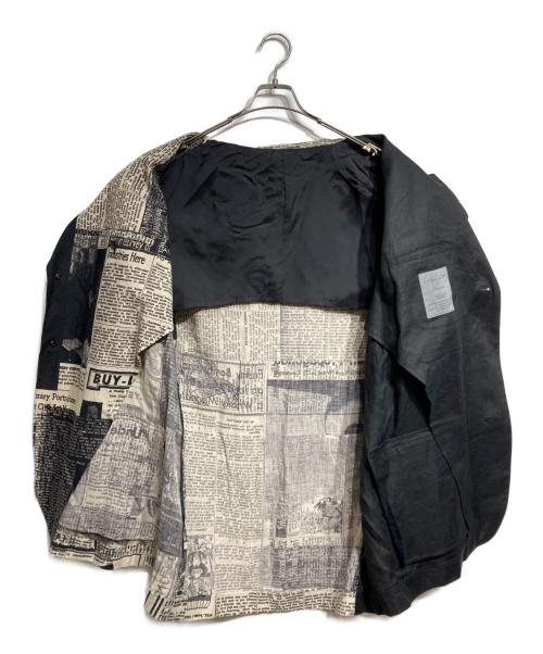 Yohji Yamamoto pour homme（ヨウジヤマモト プールオム）Yohji Yamamoto pour homme (ヨウジヤマモト プールオム) 22SS LINEN NEWSPAPER CAMBRICK PRINT JACKET/リネン製新聞柄カンブリックプリントジャケット ブラック サイズ:3の古着・服飾アイテム