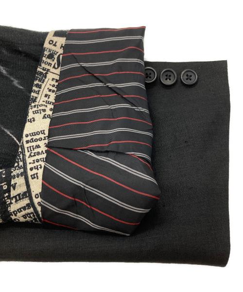 Yohji Yamamoto pour homme（ヨウジヤマモト プールオム）Yohji Yamamoto pour homme (ヨウジヤマモト プールオム) 22SS LINEN NEWSPAPER CAMBRICK PRINT JACKET/リネン製新聞柄カンブリックプリントジャケット ブラック サイズ:3の古着・服飾アイテム