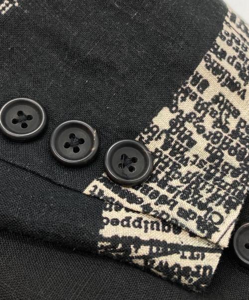Yohji Yamamoto pour homme（ヨウジヤマモト プールオム）Yohji Yamamoto pour homme (ヨウジヤマモト プールオム) 22SS LINEN NEWSPAPER CAMBRICK PRINT JACKET/リネン製新聞柄カンブリックプリントジャケット ブラック サイズ:3の古着・服飾アイテム