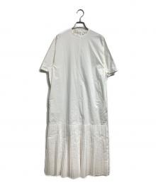 HYKE（ハイク）の古着「T/C PLEATED SHIRT DRESS/プリーツシャツドレス」｜ホワイト