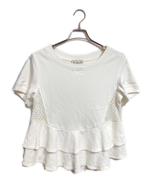 sea NEW YORK（シー ニューヨーク）sea NEW YORK (シー ニューヨーク) スウェット地フリルカットソー/Ruffled sweatshirt-style top ホワイト サイズ:Mの古着・服飾アイテム