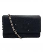 Maison Margielaメゾンマルジェラ）の古着「グレインレザー 4ステッチ チェーン ロングウォレット/Grain leather 4-stitch chain long wallet」｜ブラック