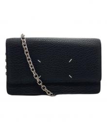 Maison Margiela（メゾンマルジェラ）の古着「グレインレザー 4ステッチ チェーン ロングウォレット/Grain leather 4-stitch chain long wallet」｜ブラック