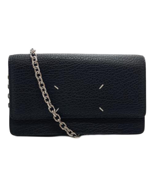 Maison Margiela（メゾンマルジェラ）Maison Margiela (メゾンマルジェラ) グレインレザー 4ステッチ チェーン ロングウォレット/Grain leather 4-stitch chain long wallet ブラックの古着・服飾アイテム