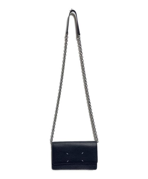 Maison Margiela（メゾンマルジェラ）Maison Margiela (メゾンマルジェラ) グレインレザー 4ステッチ チェーン ロングウォレット/Grain leather 4-stitch chain long wallet ブラックの古着・服飾アイテム