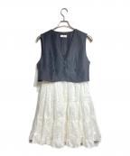 Sandroサンドロ）の古着「Odette Two-Tone Short Dress」｜ブラック×ホワイト