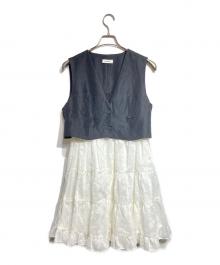 Sandro（サンドロ）の古着「Odette Two-Tone Short Dress」｜ブラック×ホワイト