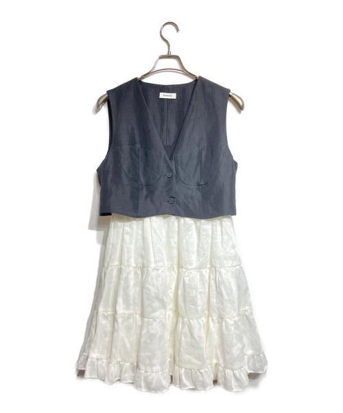 Sandro（サンドロ）Sandro (サンドロ) Odette Two-Tone Short Dress ブラック×ホワイト サイズ:40の古着・服飾アイテム