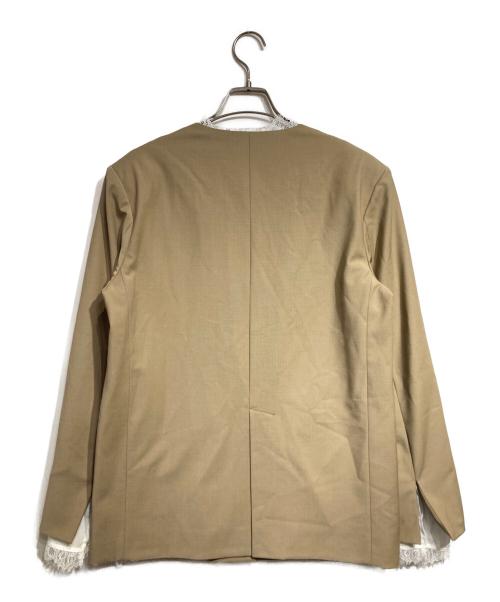 anuans（アニュアンス）anuans (アニュアンス) レーストリムノーカラージャケット/Lace-trimmed collarless jacket ベージュ サイズ:Fの古着・服飾アイテム