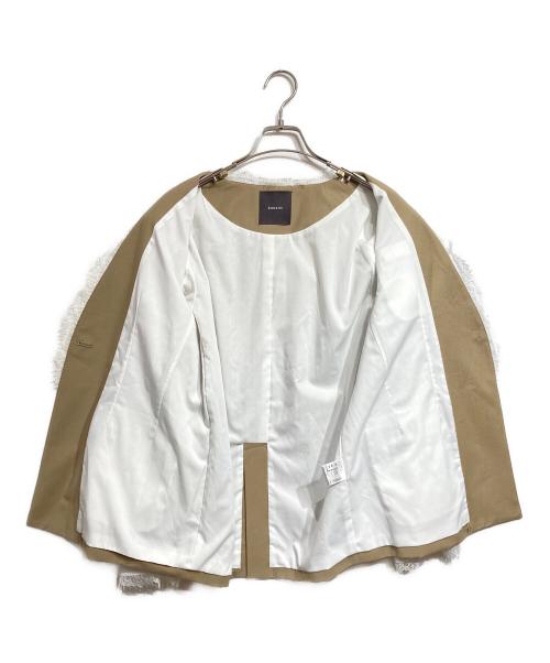 anuans（アニュアンス）anuans (アニュアンス) レーストリムノーカラージャケット/Lace-trimmed collarless jacket ベージュ サイズ:Fの古着・服飾アイテム