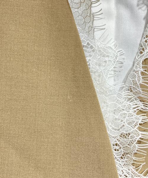 anuans（アニュアンス）anuans (アニュアンス) レーストリムノーカラージャケット/Lace-trimmed collarless jacket ベージュ サイズ:Fの古着・服飾アイテム