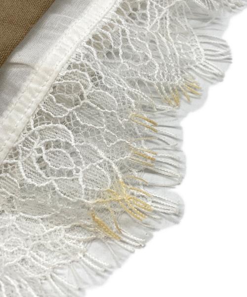 anuans（アニュアンス）anuans (アニュアンス) レーストリムノーカラージャケット/Lace-trimmed collarless jacket ベージュ サイズ:Fの古着・服飾アイテム
