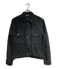 MINEDENIM（マインデニム）の古着「Sheep Suede Trucker JKT」｜ブラック