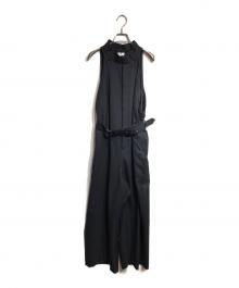 noir kei ninomiya（ノワール ケイ ニノミヤ）の古着「ベルト付きウールボトムックデザインオールインワン/Belted wool bottom-style all-in-one」｜ブラック