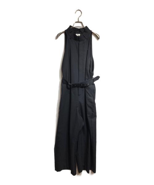 noir kei ninomiya（ノワール ケイ ニノミヤ）noir kei ninomiya (ノワール ケイ ニノミヤ) ベルト付きウールボトムックデザインオールインワン/Belted wool bottom-style all-in-one ブラック サイズ:XSの古着・服飾アイテム