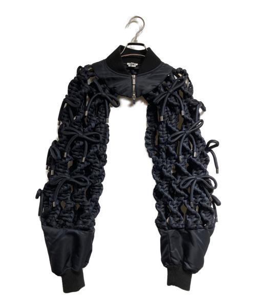 noir kei ninomiya（ノワール ケイ ニノミヤ）noir kei ninomiya (ノワール ケイ ニノミヤ) リボン編みMA-1風ジャケット ブラック サイズ:Sの古着・服飾アイテム